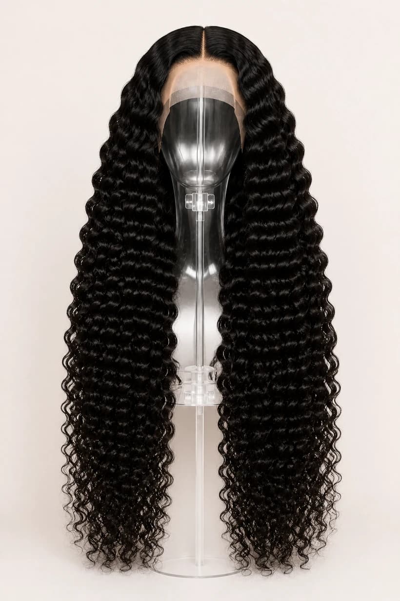 Natural Black HD Wigs — Deep Wave
